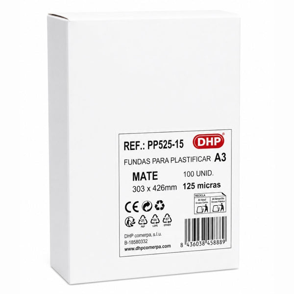 F.Plastificación DHP A3 Mate/Mate(303×426mm), 125mc, mate, C/100