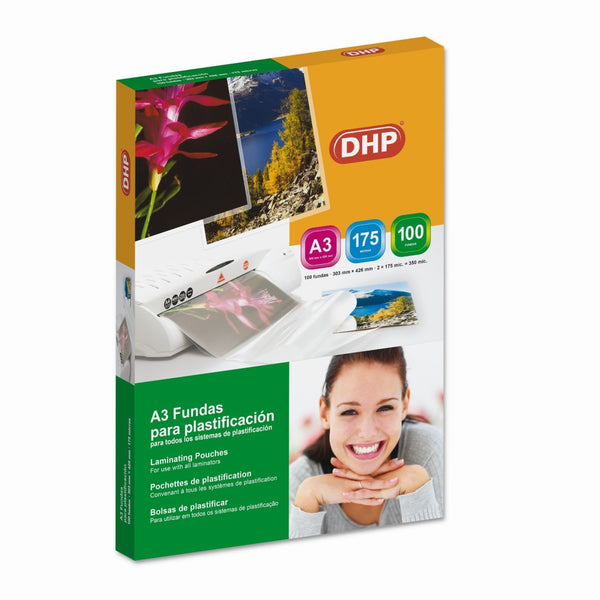 F.Plastificación DHP A3 (303×426mm), 175mc, brillo, C/100